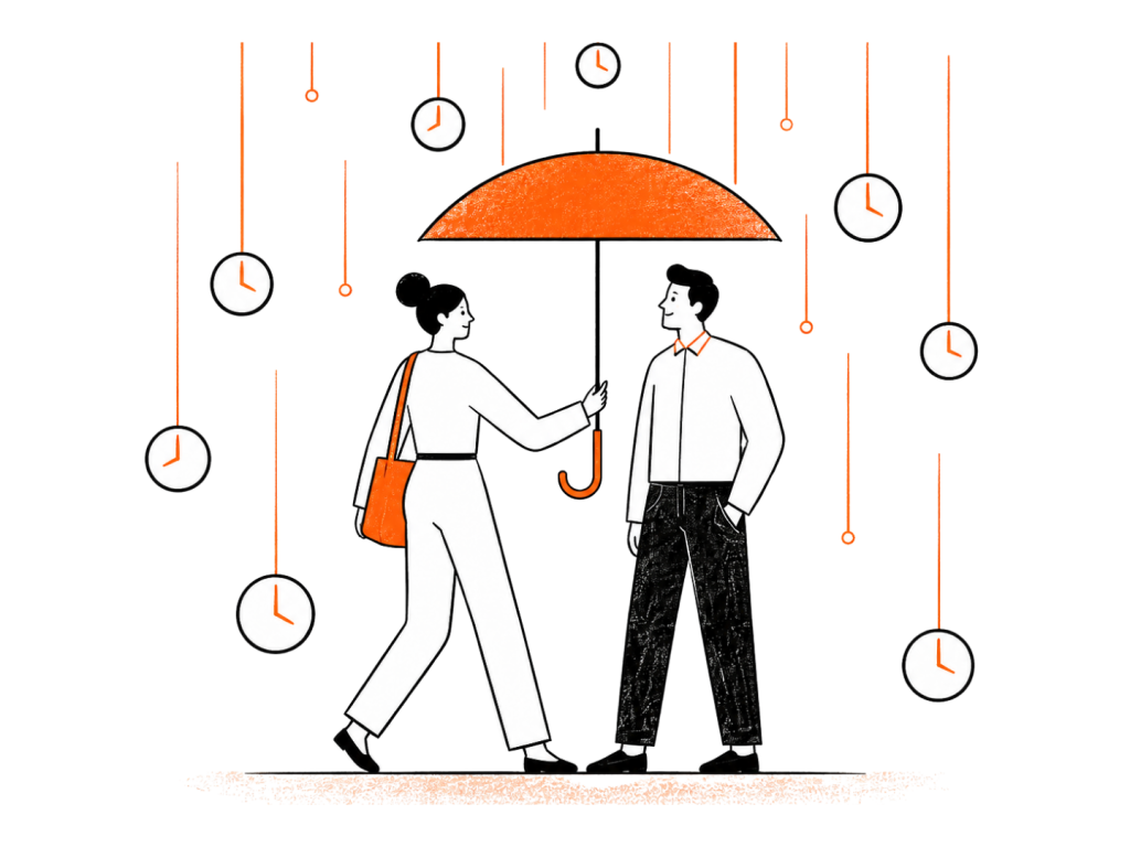 Illustration of contract staffing — flexible workforce coverage for project timelines