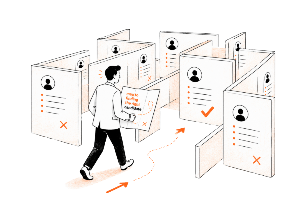 Illustration of executive search — navigating leadership talent to find the right fit