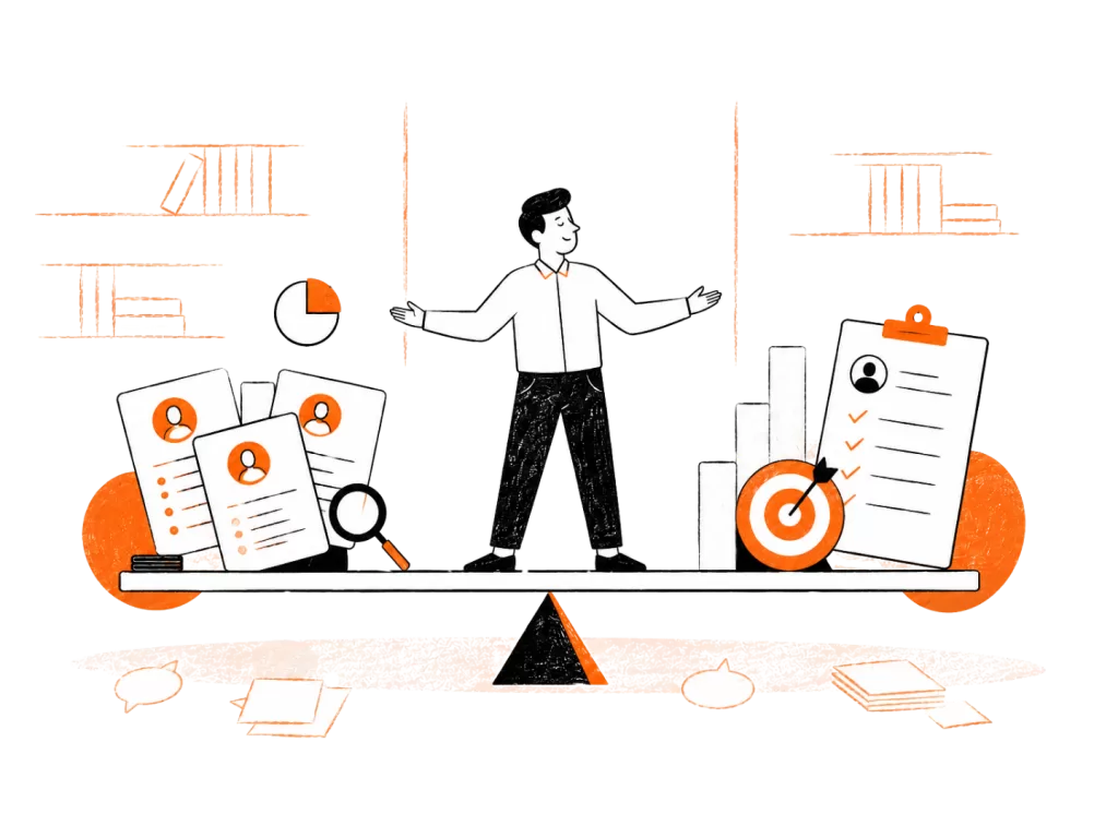 Illustration of recruitment process outsourcing — balancing hiring volume, speed and quality